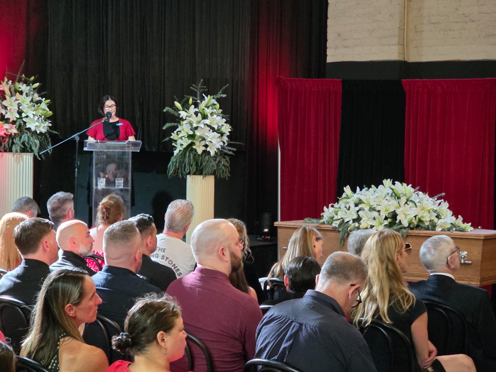 Funeral service at brewery